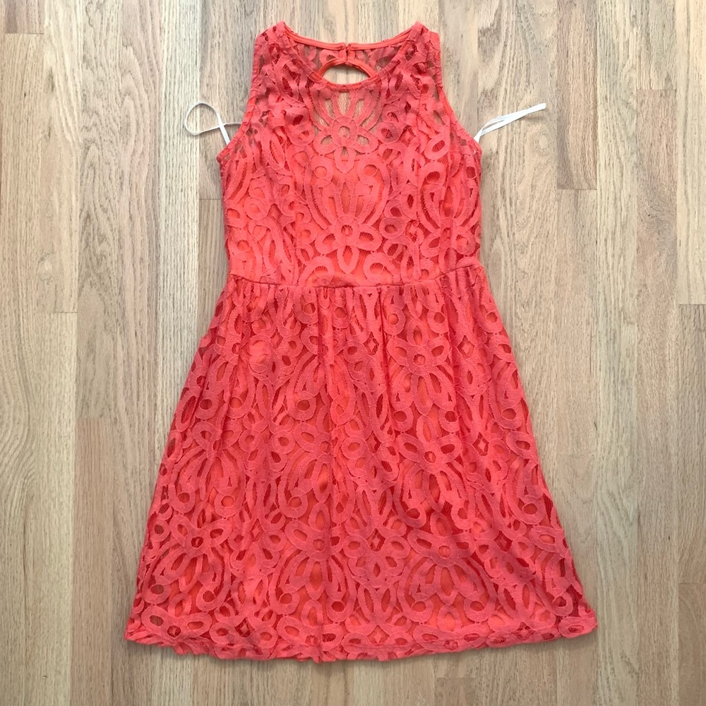 [nwot] Enfocus coral lace dress — size 8